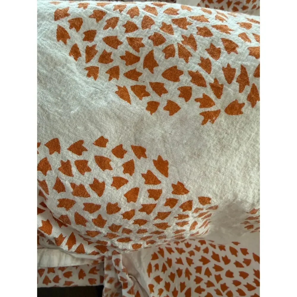 West Elm Napkins Set of 16 Orange Bloom and White 20x20 100% Cotton